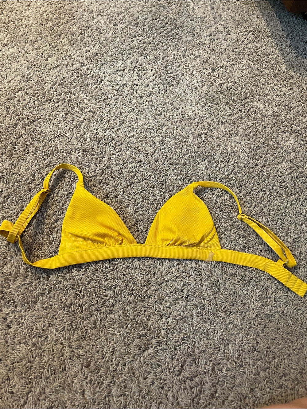 Shade & Shore Bright Yellow Ribbed Bikini Top